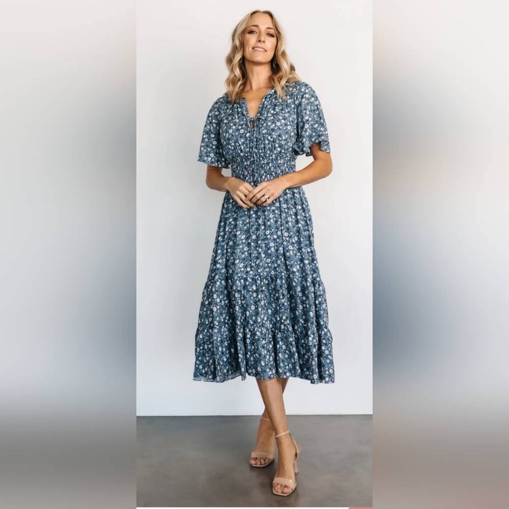 Baltic Born Spell Boho Dress Blue Floral Medium NWT